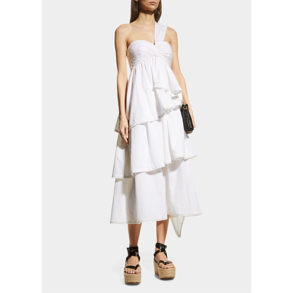CINQ A SEPT Sori Tiered Cotton One-Shoulder Dress US 0 $465 - Picture 1 of 11